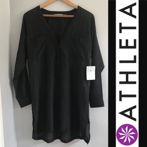 ATHLETA Black Kaftan Shirt NWT